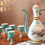 Vintage Chinese Style Gilded Barware Gift Box Set
