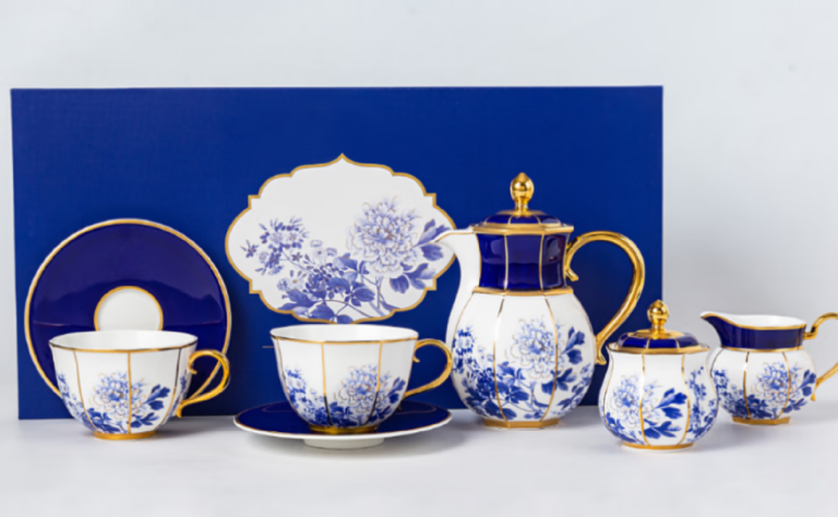 Spring Scenery Blue and White Bone China Tea Set