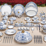 Chinese Style Blue and White Porcelain 52-Piece Set Bone China Tableware