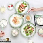Chinese Green Lotus Underglaze Series Household Creative Bowl Plate Tableware Set Wholesale